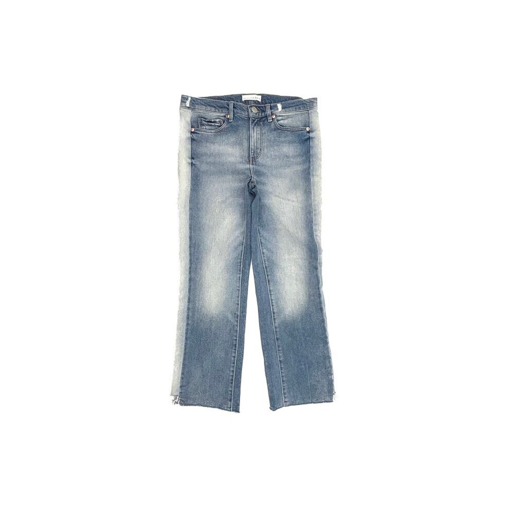 Loft Vintage Straight Raw Hem Women's size 2 Two Tone Blue Denim Jeans‎